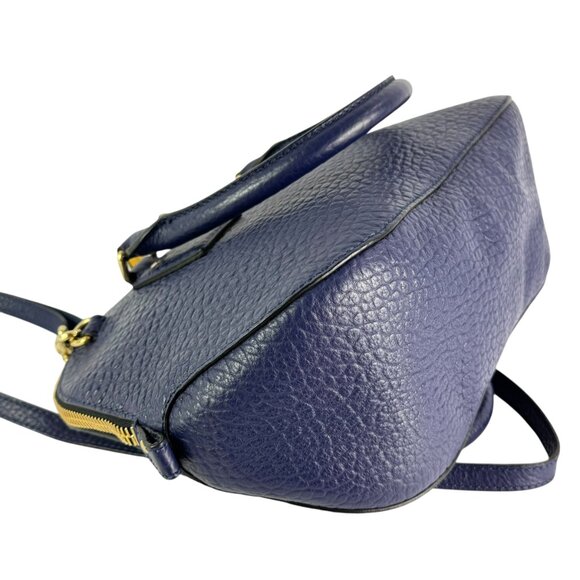 BURBERRY Royal Blue Orchard Bowling Grained Leather Satchel Shoulder Bag - Picture 5 of 16